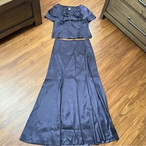 Alex Evenings Charcoal Satin Dress